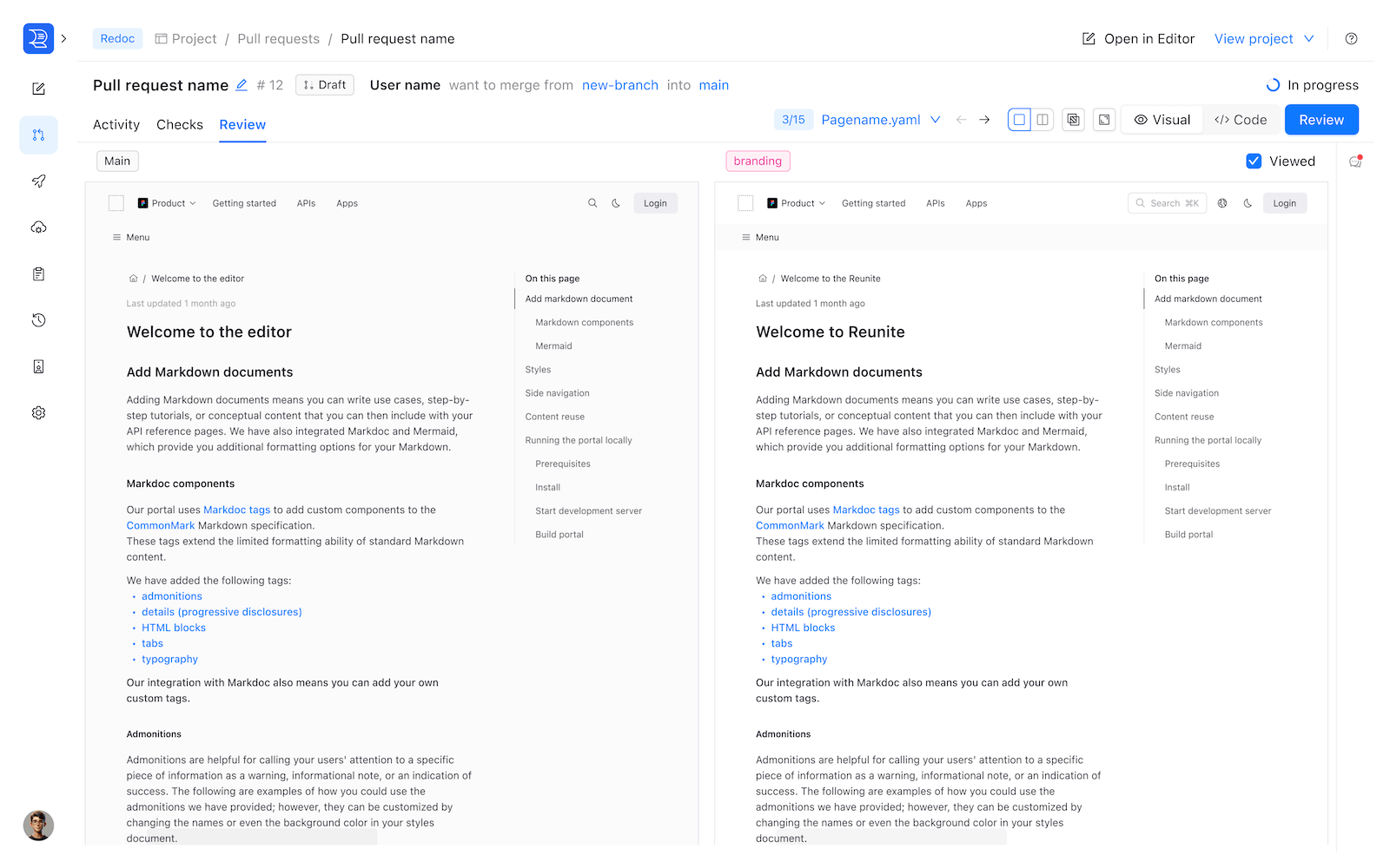 Visual reviews (side-by-side)